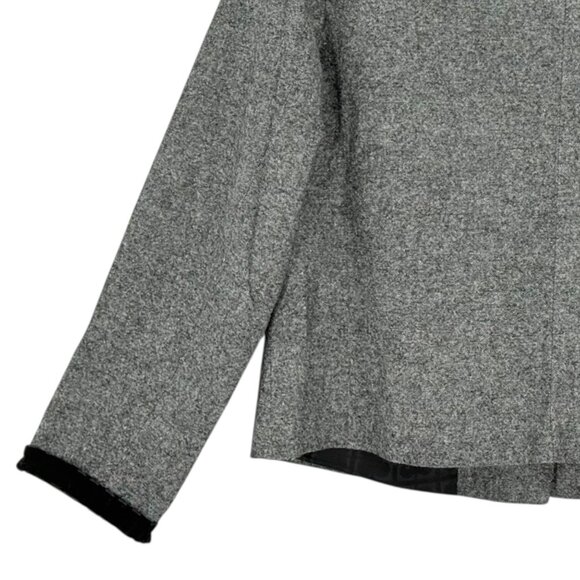 Liz Claiborne Women's Wool Blend Frilled Black Velvet Detail Grey Jacket Size XL - Picture 6 of 10